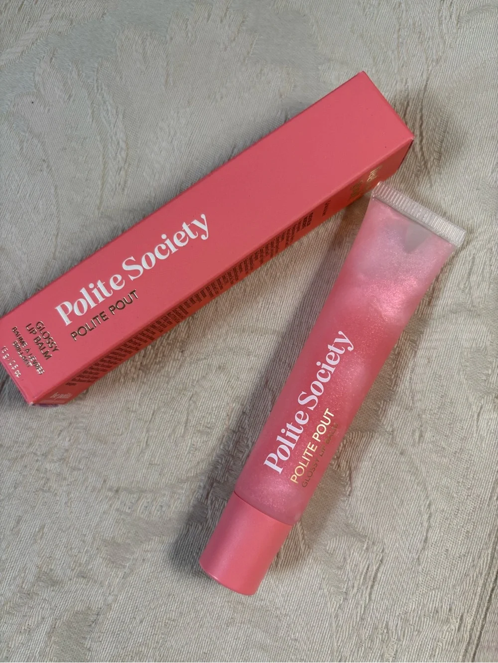 Polite Society Polite Pout Tinted Lip Balm Lipgloss in Peach Bellini BNIB
